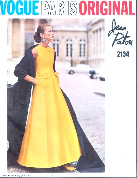 1960s STUNNING Patou Evening Gown and Stole Pattern VOGUE Paris Original 2134 Elegant Evening Gown and Cocktail Party Dress, 2 Lengths Bust 38  Vintage Sewing Pattern FACTORY FOLDED