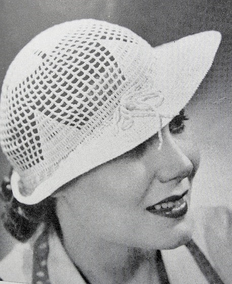 1930s Art Deco Flirty Crocheted Brimmed Lacey Hat INSTANT PDF PATTERN Vintage Crochet Pattern Knitting Pattern