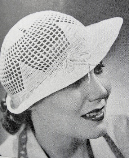 1930s Art Deco Flirty Crocheted Brimmed Lacey Hat INSTANT PDF PATTERN Vintage Crochet Pattern Knitting Pattern