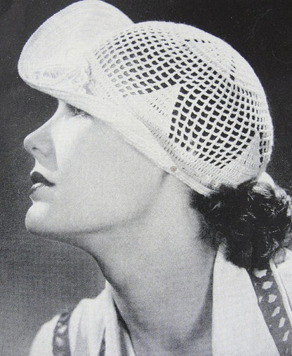 1930s Art Deco Flirty Crocheted Brimmed Lacey Hat INSTANT PDF PATTERN Vintage Crochet Pattern Knitting Pattern