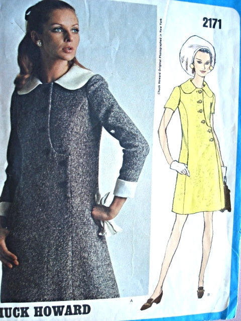 1970s Classy A Line Dress Pattern Vogue Americana 2171 Vintage Sewing Pattern Chuck Howard