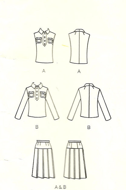 1960s FABIANI 2 Pc Dress Pattern VOGUE COUTURIER Design 2180 Pleated Skirt, Loose Fitting Top Patch Pockets Cute 2 Pc Dress Bust 34 Vintage Sewing Pattern