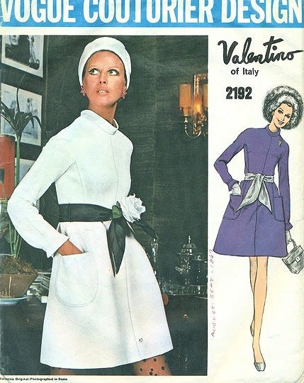 BEAUTIFUL 1960s Valentino Dress Pattern VOGUE Couturier Design  2192 Figure Flattering Design Bust 32 Vintage Sewing Pattern