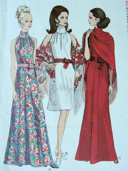 1960s Elegant Dior Evening Gown and Stole Pattern Vogue Paris Original 2230 Stunning Design Bust 34