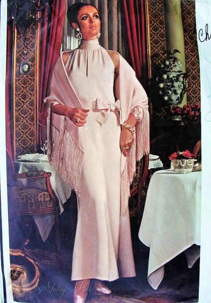 1960s Elegant Dior Evening Gown and Stole Pattern Vogue Paris Original 2230 Stunning Design Bust 34
