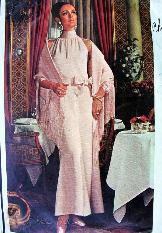 1960s Elegant Dior Evening Gown and Stole Pattern Vogue Paris Original 2230 Stunning Design Bust 34