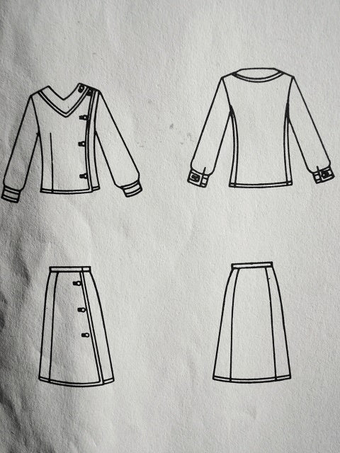 FAB Mod Uncut Vintage 1960s Vogue Couturier Design 2239 Designer Pertegaz Two Piece Dress, Over-Blouse and A-line Skirt Sewing Pattern Size 10