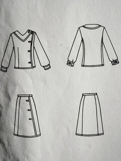 FAB Mod Uncut Vintage 1960s Vogue Couturier Design 2239 Designer Pertegaz Two Piece Dress, Over-Blouse and A-line Skirt Sewing Pattern Size 10