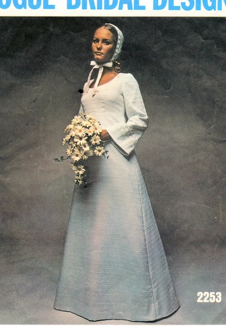 1960s BEAUTIFUL High Waist Bridal Dress Wedding Gown Pattern VOGUE SPECIAL DESIGN 2253 Three Romantic Styles Size 8 or 10 Vintage Sewing Pattern