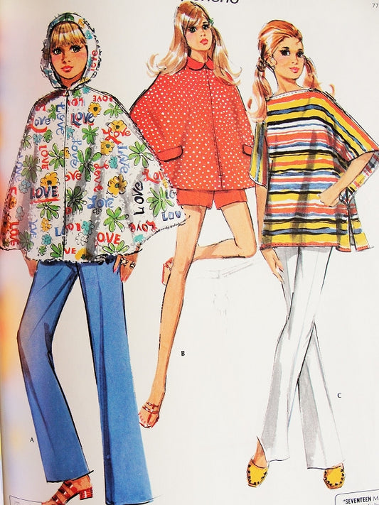 1970 Cute Ponchos, Pants or Shorts Pattern McCalls 2259 Vintage Sewing Pattern Bust 30 UNCUT FACTORY FOLDED