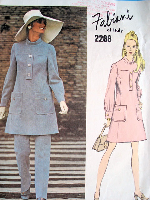 70s DRESS,TUNIC, PANTS PATTERN VOGUE COUTURIER # 2288 FABIANI