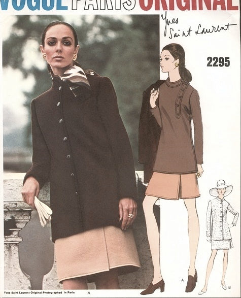 1970s YVES SAINT LAURENT 3Pc Suit Pattern  Vogue Paris Original 2295 Tunic Blouse Semi Fitted Jacket Wrap Around Skirt  Vintage Sewing Pattern
