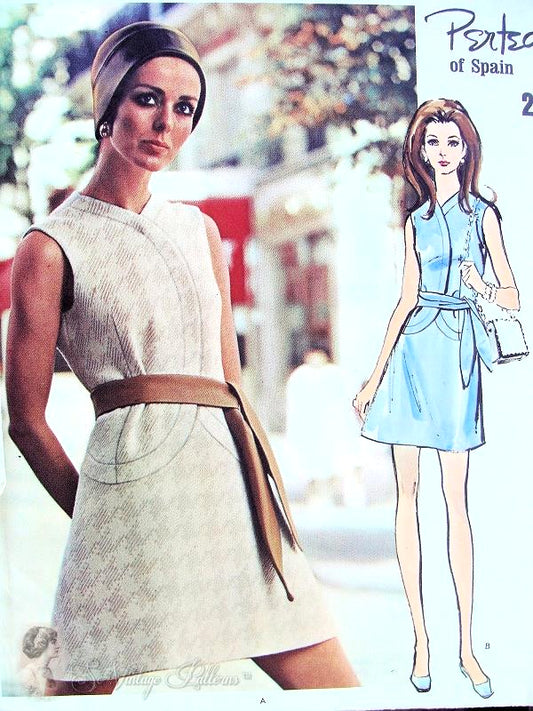 1960s MOD Pertegaz Dress Pattern VOGUE Couturier Design 2344 Figure Flattering Style Bust 34 Vintage Sewing Pattern