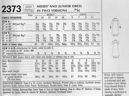 70s RETRO Dress Pattern McCalls 2373 Vintage Sewing Pattern 2 Style Versions UNCUT Bust 30 FACTORY FOLDED