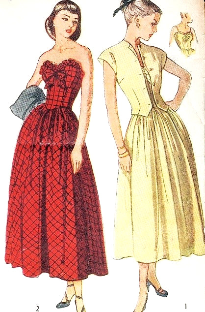 1940s LOVELY Strapless Sun Dress and Jacket Pattern SIMPLICITY 2395 Beautiful Flattering Design Daytime or Evening  Party Bust 34 Vintage Sewing Pattern