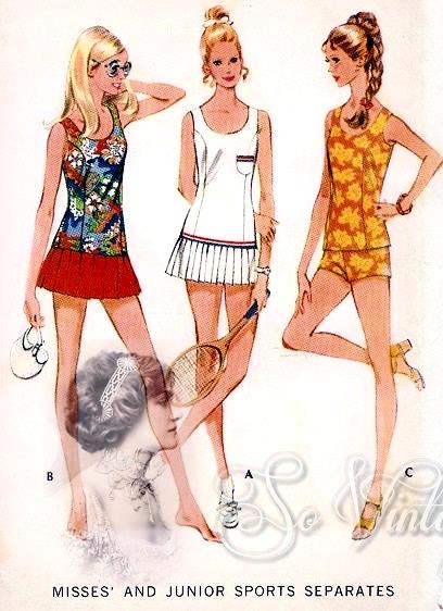 1970s Sports Separates Pattern Bathing Suit or Tennis Dress McCalls 2420 Vintage Sewing Pattern UNCUT