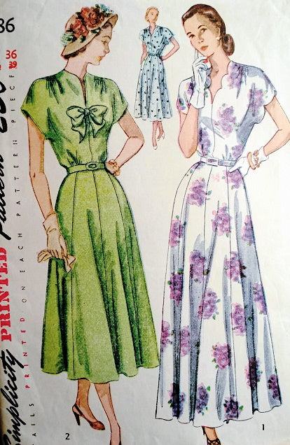 1940s BEAUTIFUL Evening Dinner Party Dress Pattern SIMPLICITY 2486 Two Lengths and Versions Bust 36 Vintage Sewing Pattern