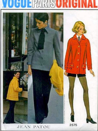 60s FABULOUS Patou Jacket, Pants and Hotpants Shorts Pattern VOGUE Paris Original  2575  Bust  32 Vintage Couture Sewing Pattern