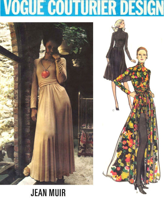 1970s FABULOUS Jean Muir Evening or Day Dress and Hot Pants Pattern VOGUE Couturier Design 2646 Beautiful Draped Neckline, Flared Skirt, Side Front Slit Version Bust 34 Vintage Sewing Pattern FACTORY FOLDED