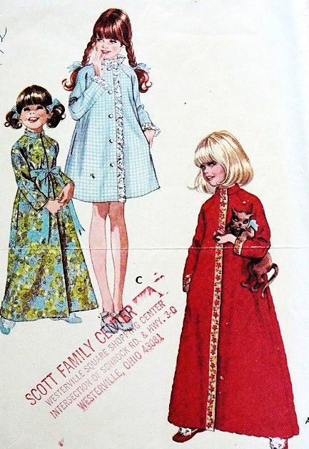 1960s SWEET Little Toddler Girls Robe Bathrobe Pattern McCALLS 2697 Three Pretty Versions Size 2 Vintage Childrens Sewing Pattern FACTORY FOLDED