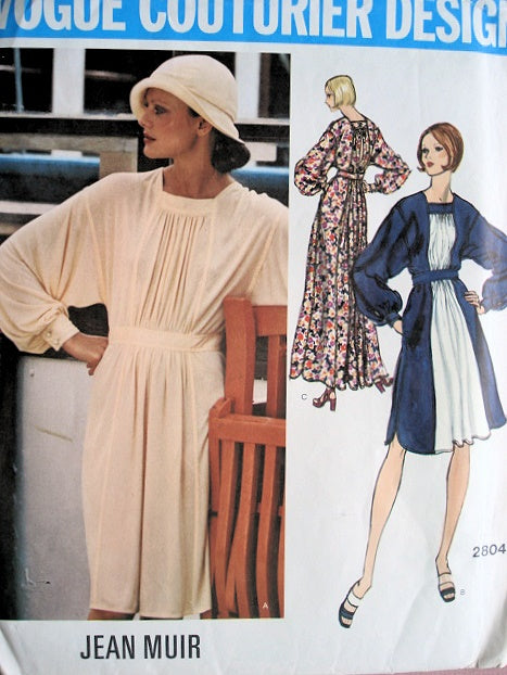1970s Lovely JEAN MUIR Dolman Sleeve Dress Pattern Vogue Couturier Design 2804 Day or Maxi Evening Lengths Bust 36 Vintage Sewing Pattern FACTORY FOLDED