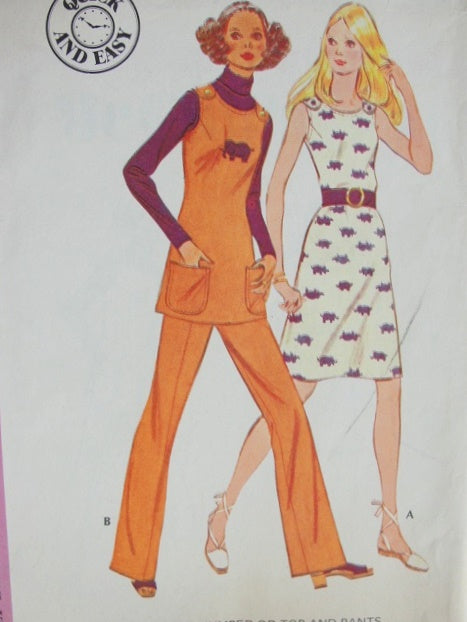 1970s DRESS, JUMPER or TUNIC TOP, PANTS PATTERN QUICK n EASY McCALLS PATTERN 3094