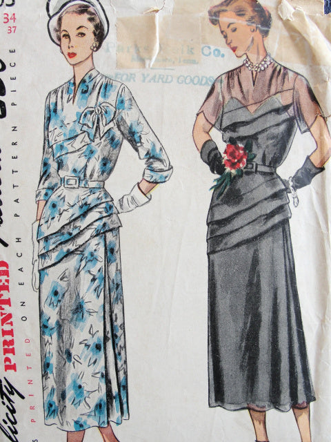 1940S VINTAGE EVENING DRESS SIMPLICITY PATTERN 3103