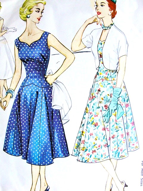 1950s BEAUTIFUL Dress and Jacket Pattern McCALLS 3197 STUNNNG Neckline Party Dress,Bust 43 Vintage Sewing Pattern