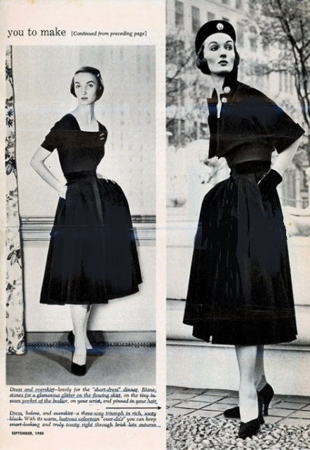 1950 Rare PAULINE TRIGERE WOMANS DAY Pattern 3267 Amazing Chameleon Dress,Princess Seamed Sheath, OverSkirt, Bolero Jacket,Long Stole Bust 34 Vintage Sewing Pattern