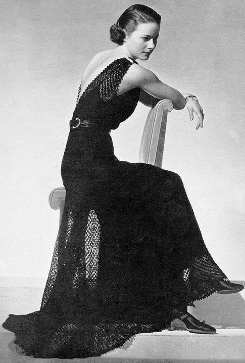 INSTANT PDF Vintage Knit Pattern 1930s Beautiful Art Deco Knitted Evening Gown Dress and Crocheted Jacket Vintage Knitting Crochet Pattern Downton Abbey Style