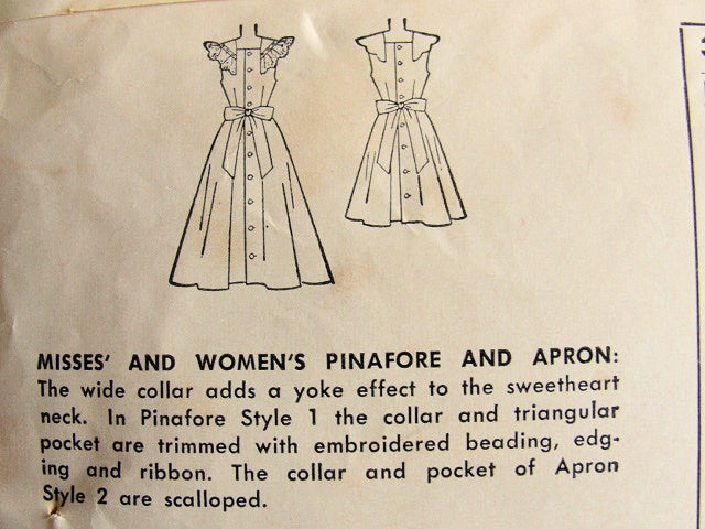 1950s LOVELY Pinafore Apron and Apron Dress Pattern SIMPLICITY 3422 Two Pretty Styles Bust 30 Vintage Sewing Pattern