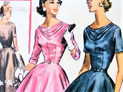 1950s BEAUTIFUL Evening Party Dress Pattern McCALLS 3538 Flattering Draped Neckline, Fitted Bodice, Very Full  Skirt, Applique Skirt Version Bust 32 Vintage Sewing Pattern