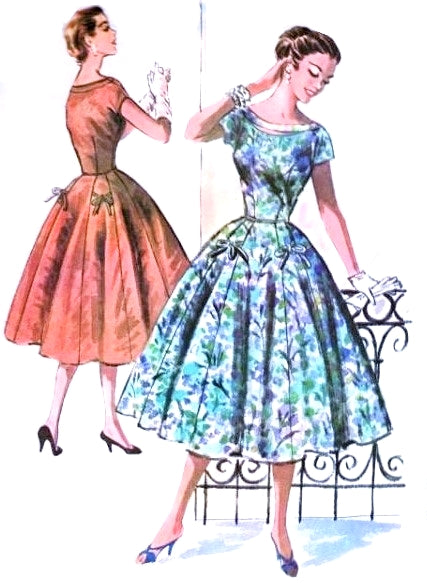 1950s Beautiful Dress Pattern McCalls 3718  Lovely Peek a Boo Neckline Full Skirt  Bow Decorations  Day or Party Cocktail Bust 30 Vintage Sewing Pattern FACTORY FOLDED