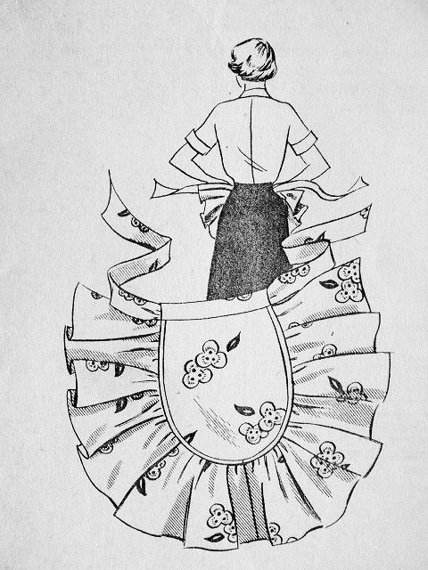 1950s PRETTY Half Apron Pattern Mail Order 3862 Hostess Style Apron Vintage Sewing Pattern