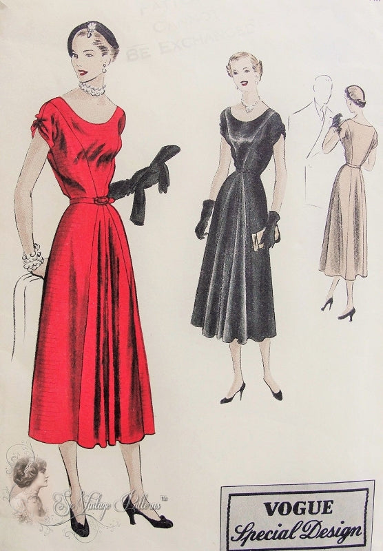 1950 Beautiful Cocktail Evening Party Dress Pattern Figure Flattering Front Godet Dress Vogue Special Design 4055 Vintage Sewing Pattern Bust 32 FACTORY FOLDED