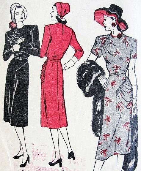 1940s DRAMATIC Dress Pattern Butterick 4112 ASYMMETRIC DRAPERY Bodice and Hipline Lovely Draped Detail Bust 34 Vintage Sewing Pattern