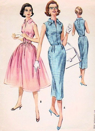 1950s SLIM or FULL SKIRT DRESS PATTERN SLIT NECKLINE, ROCKABILLY STYLES, GREAT FOR SHEER FABRICS McCALLS 4115 Vintage Sewing Pattern