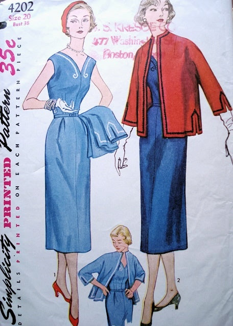 1950'S DRESS, JACKET PATTERN SIMPLICITY 4202