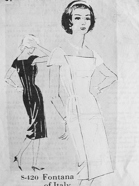 1960s  COCKTAIL DRESS PATTERN PERFECT LITTLE BLACK DRESS FONTANA for SPADEA INTERNATIONAL DESIGNER PATTERNS 420