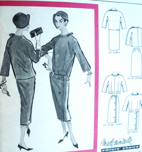 1950s RARE Givenchy Two Pc Dress Pattern McCALLS 4223 Classy Slim Skirt, Boxy Top Bust 32 Vintage Sewing Pattern FACTORY FOLDED
