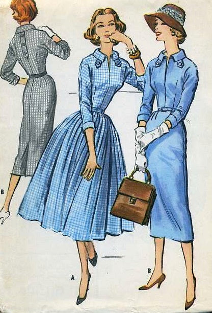 1950s SMART Slim or Full Skirt Dress Pattern McCALLS 4249  Bust 32 Easy To Sew Vintage Sewing Pattern