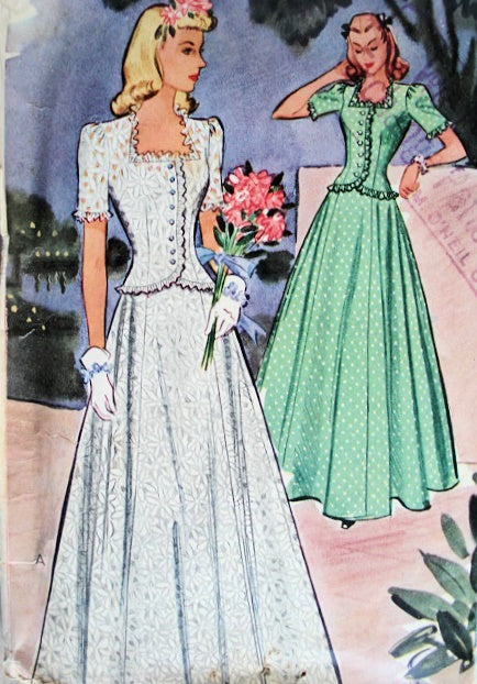 1940s  GLAMOROUS Evening Gown Pattern McCALL 4253  Beautiful Forties Design, Figure Flattering, Perfect For Wedding, Bridesmaid, Prom Dress  Bust 30 Vintage Sewing Pattern