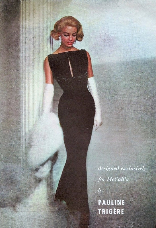 1950s GORGEOUS Evening Dress Gown Pattern McCALLS 4258 Pauline Trigere Man Magnet Glove Fitting Empire Dress Seductive Elegance Vintage Sewing Pattern Bust 34