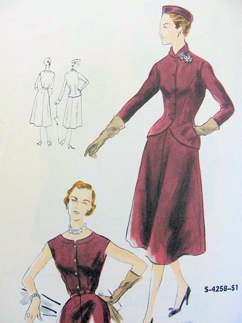 1950s DRESS, FITTED JACKET PATTERN VOGUE SPECIAL DESIGN PATTERNS 4258