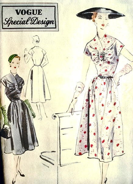 1950s STUNNING Dress Pattern VOGUE Special Design 4320 Day or Party Cocktail Dress, Gathered Bodice, Bust 34 Vintage Sewing Pattern