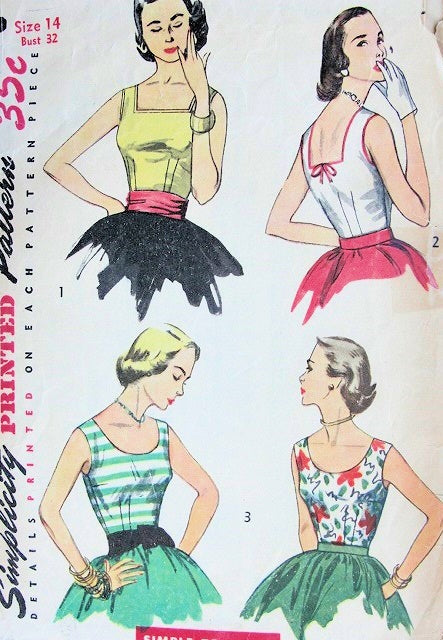 1950s ROCKABILLY Summer Blouses Pattern SIMPLICITY 4350 Three Pretty Styles Simple To Make Bust 34 Vintage Sewing Pattern
