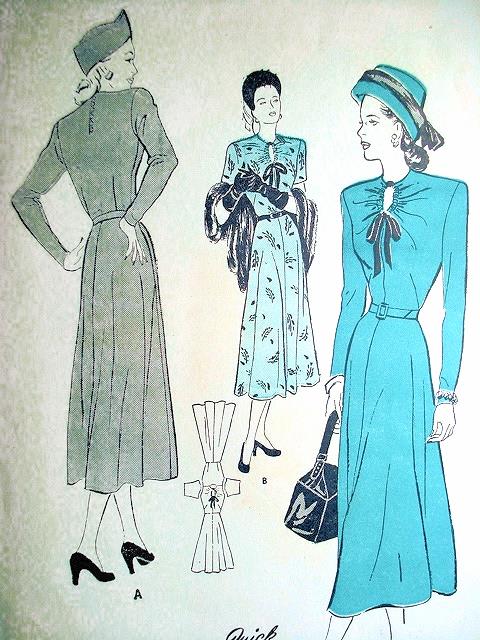 1940s BEAUTIFUL Keyhole Dress Pattern BUTTERICK 4379 Stunning Design Day or Evening, Bust 34 Vintage Sewing Pattern