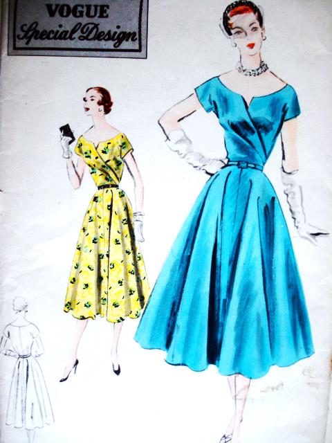 1950s BEAUTIFUL Cocktail Party Dress Pattern VOGUE Special Design 4382 Bust 30 Vintage Sewing Pattern