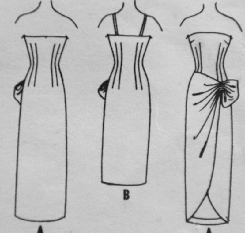 1950s GORGEOUS Evening Gown Cocktail Dress Pattern McCALLS 4425 Strapless or Straps Slim Sarong Party Dress Stunning Eye Catching Design Bust 31 Vintage Sewing Pattern