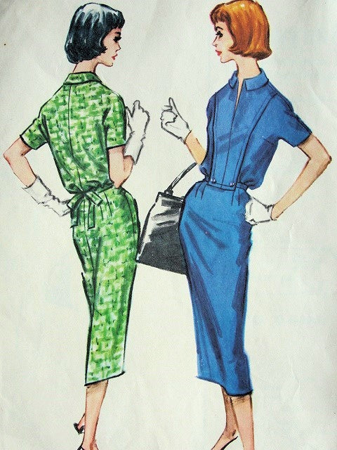 1950s SLIM DRESS PATTERN SLIT NECKLINE McCALLS 4463